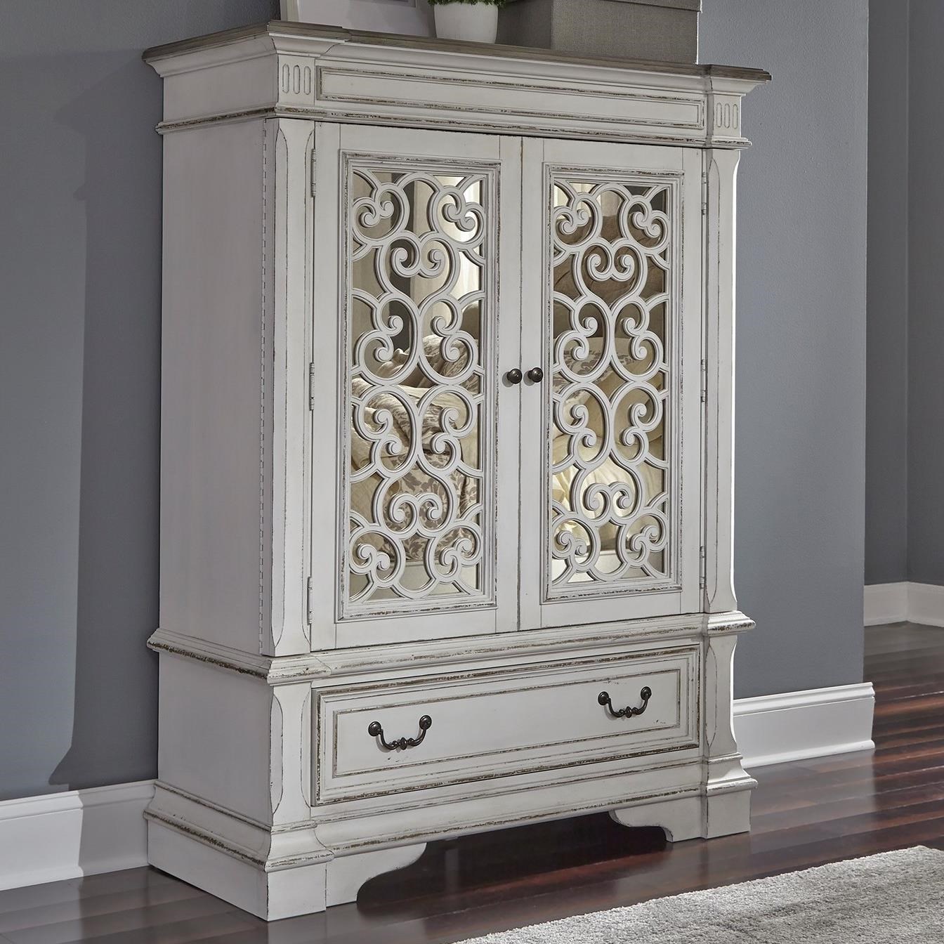 Libby Abbey Park Traditional 2 Door 1 Drawer Chest with Mirror Panel